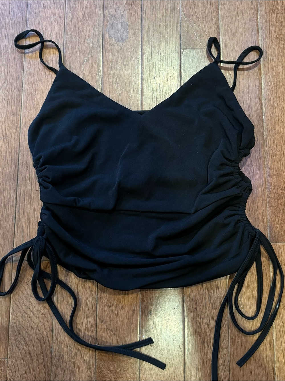 Zara Black Side Ruched Camisole with Keyhole Sides